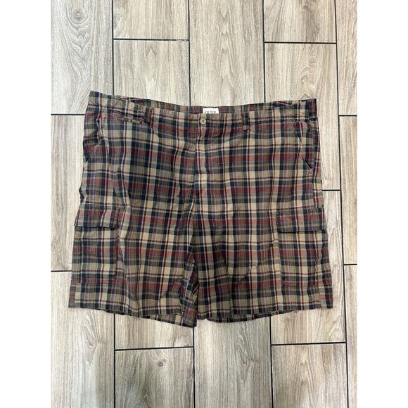 Men's Cargo Shorts Size 56 10" Inseam 100% Cotton Plaid Preppy Academia - Picture 1 of 11